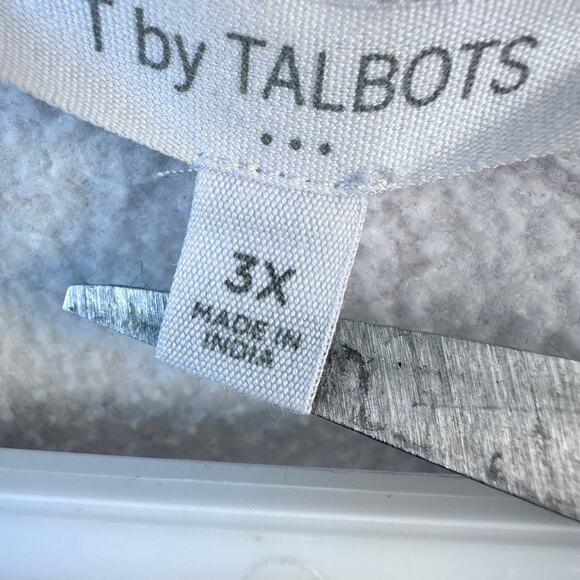 T By Talbots Space Dye Featherweight Fleece Sweatshirt‎ Womens 3X Pink Blue Cowl - Picture 5 of 7